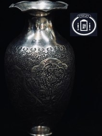 تصویر ‌گلدان نقره قلم گل و مرغ ممتاز عیار ۸۴ Silver vase