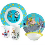 تصویر سرویس چینی زرین 1 نفره کودک باب اسفنجی (5 پارچه) Zarin Iran ItaliaF Sponge-Bob 5 Pieces Porcelain Kid Dinnerware Set