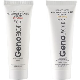 تصویر اسکراب و کرم کنترل‌کننده پوست مرغی بدن ژنوبایوتیک Kerato Gen Keratosis Pilaris Scrub And Cream