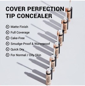 تصویر THE SAEM Cover Perfection Tip Concealer, Liquid Multi-Use Concealer, Full Coverage Makeup for Acne Dark Spots Dark Circles Hyperpigmentation and Blemishes, 0.2 fl.oz. (#1 Clear Beige) 