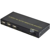 تصویر کی وی ام سوییچ اتوماتیک 2 پورت HDMI مدل fj-4k201huk kvm hd 2 port hdmi