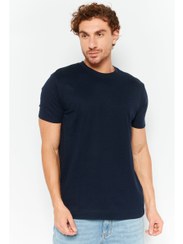 تصویر تیشرت مردانه یقه گرد آستین کوتاه ساده، رنگ سرمه‌ای برند esprit Men Crew Neck Short Sleeve Plain T Shirt, Navy