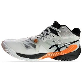 تصویر کتونی تخصصی والیبال اسیکس متارایز سفید مشکی نارنجی Asics Metarise White Black Orange 