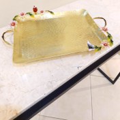 تصویر سینی مستطیل دکوراتیو بزرگ برنجی | مدل 1 