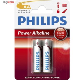 تصویر باتری قلمی فیلیپس مدل Power Alkaline LR6-MIGNON بسته 2 عددی ا Philips Power Alkaline LR6-MIGNON AA Battery Pack Of 2 Philips Power Alkaline LR6-MIGNON AA Battery Pack Of 2