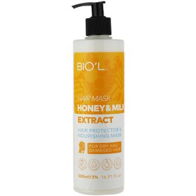 تصویر ماسک مو بیول مدل شیر و عسل حجم 500 میلی لیتر Biol Milk And Honey Hair Mask for Damaged Hair 500 ml