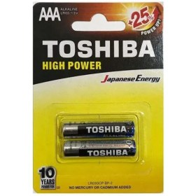 تصویر باتری آلکالاین نیم قلمی(AAA) توشیبا مدل High Power بسته 2 عددی TOSHIBA ALKALINE HIGH POWER AAA*2