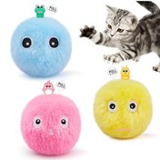 تصویر توپ صدادار لمسی گربه پت گرویتی اورجینال با کت نیپ رایگان مدل جوجه Petgravity Glow Fluffy Chirping Plush Cat Balls