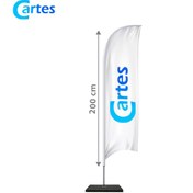 تصویر پرچم ساحلی ۲ متری با چاپ دو لایه و میله و پایه 