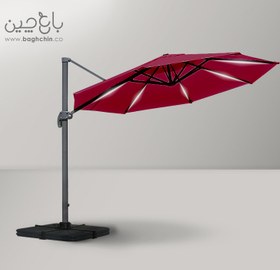 تصویر چتر پایه کنار گلوریا قرمز LED دار 