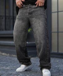 تصویر شلوار فول بگ ذغالی سیر مردانه پارچه جین کجراه سنگشور گرماژ بالا با قد ۱۱۰ سانت کد b۱۸۶ - 31 Men's charcoal full-bag trousers, high-quality denim fabric, Sangshur, 110 cm tall, code b186