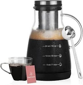 تصویر قهوه ساز سرد L'île d'Asteria 24 Oz، اسکوپ 15 میلی لیتری Cold Brew for Smooth Coffee Plus، پارچ شیشه ای بوروسیلیکات و فیلتر توری ریز فولاد ضد زنگ، ضد ریزش، ظرفیت 3 فنجان، (7.2x11x20.3 سانتی متر) - ارسال 20 روز کاری 