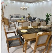تصویر ست میز و صندلی غذاخوری ۷ نفره با چوب راش 