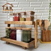 تصویر استند پاسماوری چوبی دو طبقه مدل کتابی 