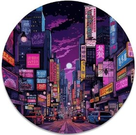 تصویر Neon Nightscape Pixel Art Mouse Pad - Retro Urban Japan Aesthetic for Your Desk, Stitched Edges Non-Slip Rubber Base Mouse Pads for Computers Laptop 