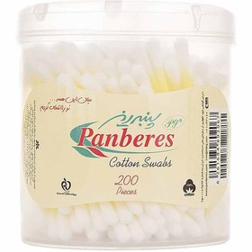 تصویر گوش پاک کن 200 عددی لیوانی پنبه ریز panberes pure cotton buds