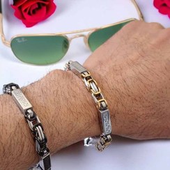 تصویر دستبند مردانه استیل طلایی مشکی ورساچه 20000360 a bracelet