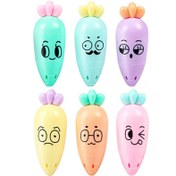 تصویر ماژیک هایلایتر طرح هویج رنگ پاستلی بسته 6 عددی 