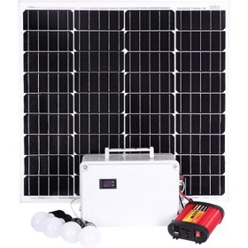 تصویر سیستم روشنایی خورشیدی 60 وات مدل SCPK-60AC ظرفیت 340 وات ساعت ا solar package typevSCPK-60 AC 340 WH solar package typevSCPK-60 AC 340 WH