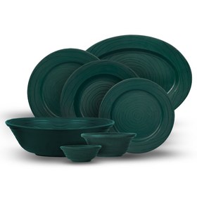 تصویر سرویس ملامین ۳۵ پارچه نشکن سبز گلکسی Melamine service