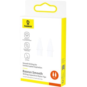 تصویر نوک قلم بیسوس مدل Smooth Writing بسته ۲ عددی Baseus Smooth Writing Capacitive Stylus Tips Moon White 2pcs P80015906213-00