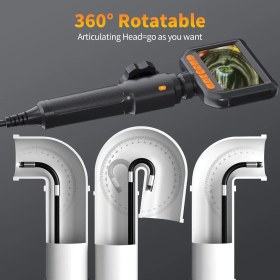 تصویر دوربین بازرسی بروسکوپی چرخشی ۳۶۰ درجه QIMIC با کیفیت 1080P QIMIC 1080P 360° Articulating Borescope Inspection Camera