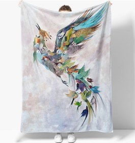 تصویر پتو تلویزیونی چاپی طرح پرنده سیمرغ از ارایش هوم برند eray home Erayshome Simurg Bird Patterned Printed Polar TV Blanket