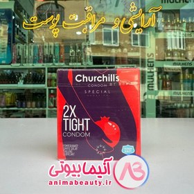 تصویر کاندوم اسپشیال تنگ و تحریک‌کننده با بدنه خاردار و تاخیری ساده 3 عددی مدل 2X Tight چرچیلز Special tight and stimulating condom with barbed body and simple delay of 3 Churchills