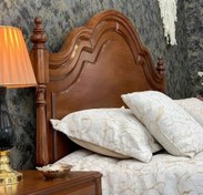 تصویر سرویس خواب چوب ۱۶۰×۲۰۰- با میز آرایش و پاتختی رنگ قهوه ای 