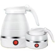 تصویر کتری برقی قابل حمل تاشو با عایق سیلیکونی برای گرمایش چای ۶۰۰ میلی‌لیتر سفید برند generic Portable Electric Kettle Travel Foldable With Silicone Insulation Heating Boiler Tea Pot For Camping 600ml White