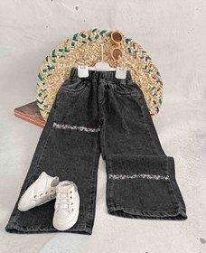 تصویر شلوار بگ دخترانه جین گلدوزی - سایز 