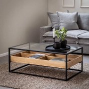 تصویر میزجلومبلی کد m24 ترکیب چوب وفلز وشیشه 