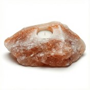 تصویر شمعدانی سنگ نمک طبیعی مدل صخره ای 