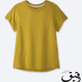 تصویر تیشرت ورزشی بروکس زنانه Brooks short sleeve خردلی BROOKS DISTANCE SHORT SLEEVE