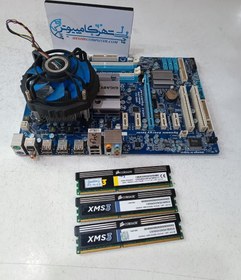 تصویر باندل GIGABYTE P45 DDR3 و Q9550 و 8 گیگ رم و فن 