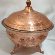 تصویر سوپ خوری مسی سه پایه دردار تراشکاری شده 