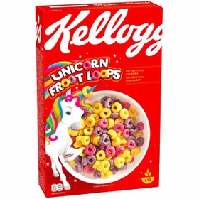 تصویر کورن فلکس صبحانه کلاگز Kelloggs مدل Unicorn Froot Loops حجم 375 گرم 