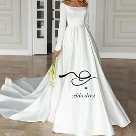 تصویر لباس عروس و لباس نامزدی شیک و جدید ساتن ۱۲۳۳ - سفید / ۴۲ ا 1233 1233