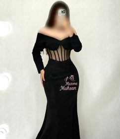 تصویر لباس مجلسی زنانه کرپ سایز ۳۴ تا ۴۸ رنگ مشکی 