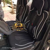 تصویر روکش صندلی پرایدصباو132 داشبورد قدیم طرح طبیvipمدل گوچی پارچه جودون برزنت سنگین (پرند روکش) - مشکی مغزی سفید 