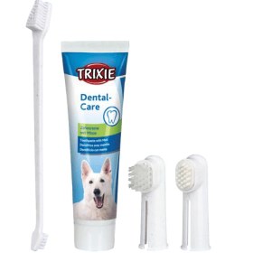 تصویر ست مسواک و خمیر دندان سگ تریکسی وزن ۱۰۰ گرم Trixie Dental Hygiene Set For Dogs 100g