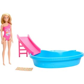 تصویر استخر باربی همراه با ست بازی عروسک برند barbie Barbie Pool with Doll Playset