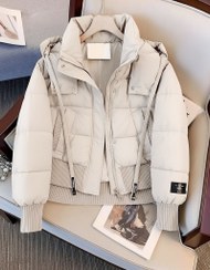 تصویر کاپشن امبوردی پینترستی زنانه؛ کاپشن کوتاه پفی گرم و سبک برای استایل زمستانی شیک 