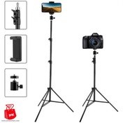 تصویر سه پایه فلزی 180 سانتی مخصوص گوشی موبایل کد PK-T256 Tripod Tall Tripod Holder Phones, RingLight, Cameras PK-T256