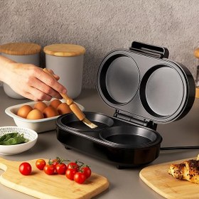 تصویر Salter EK4213S Omelette Maker – XL Non-Stick Egg Cooker, Large Dual Cooking Plates, No-Flip Frying Machine, Deep Fill Electric Double Egg Pan, Make Healthy Omelettes/Eggs/Pancakes, 850 W 