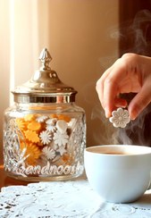 تصویر قندگیاهی دمنوشی مخلوط با زعفران - 100گرم qandnoosh