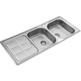 تصویر سینک ظرفشویی استیل البرز مدل 301 روکار دو لگنه 