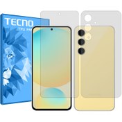 تصویر گلس صفحه نمایش و پشت گوشی سامسونگ Galaxy S24 FE مدل هیدروژلی شفاف برند تکنو کد SS 