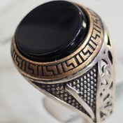 تصویر انگشتر نقره مردانه عقیق مشکی 