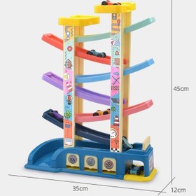 تصویر پیست مسابقه اسباب بازی با 6 لایه، بازی ماشین با رمپ و پارکینگ ماشین برند zcm-happy 6 Layers Kids Sliding Racing Track Toy Car Game Ramp Racer With Car Parking Garage